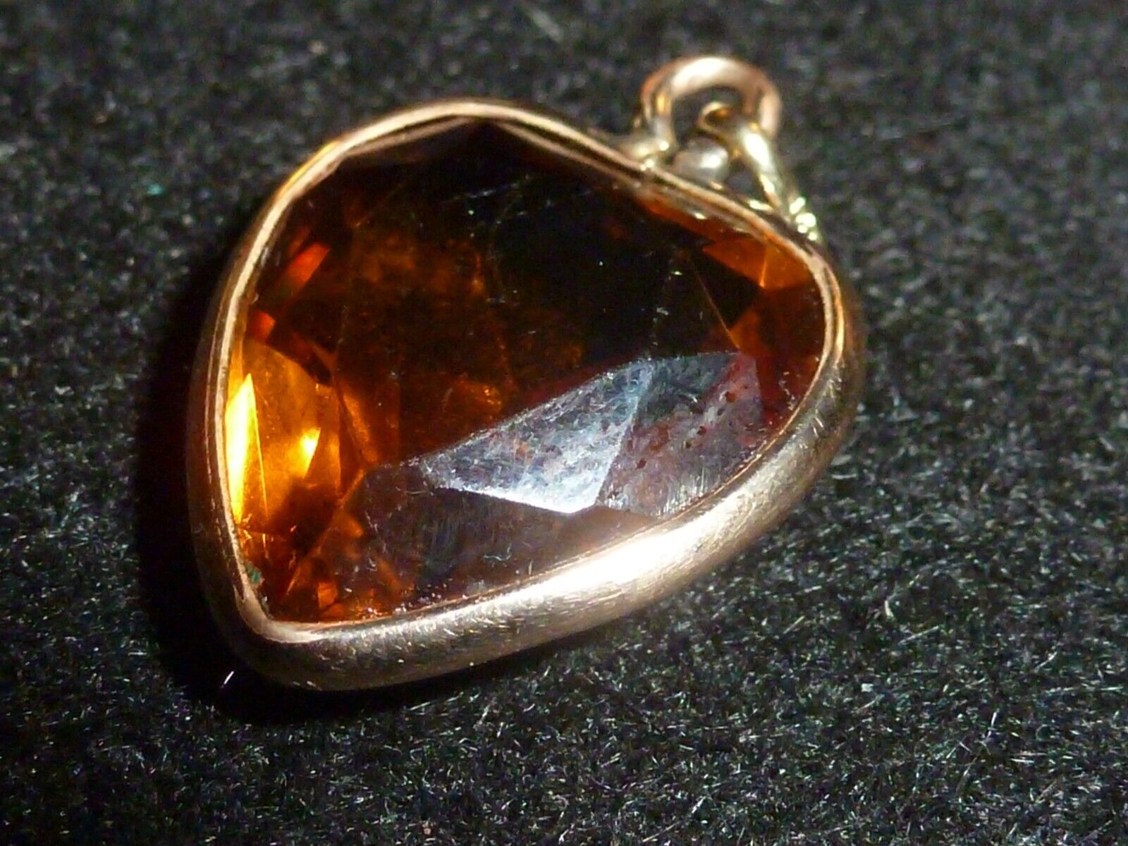 10K SOLID YELLOW GOLD OVAL AMBER COLOR PENDANT - … - image 4