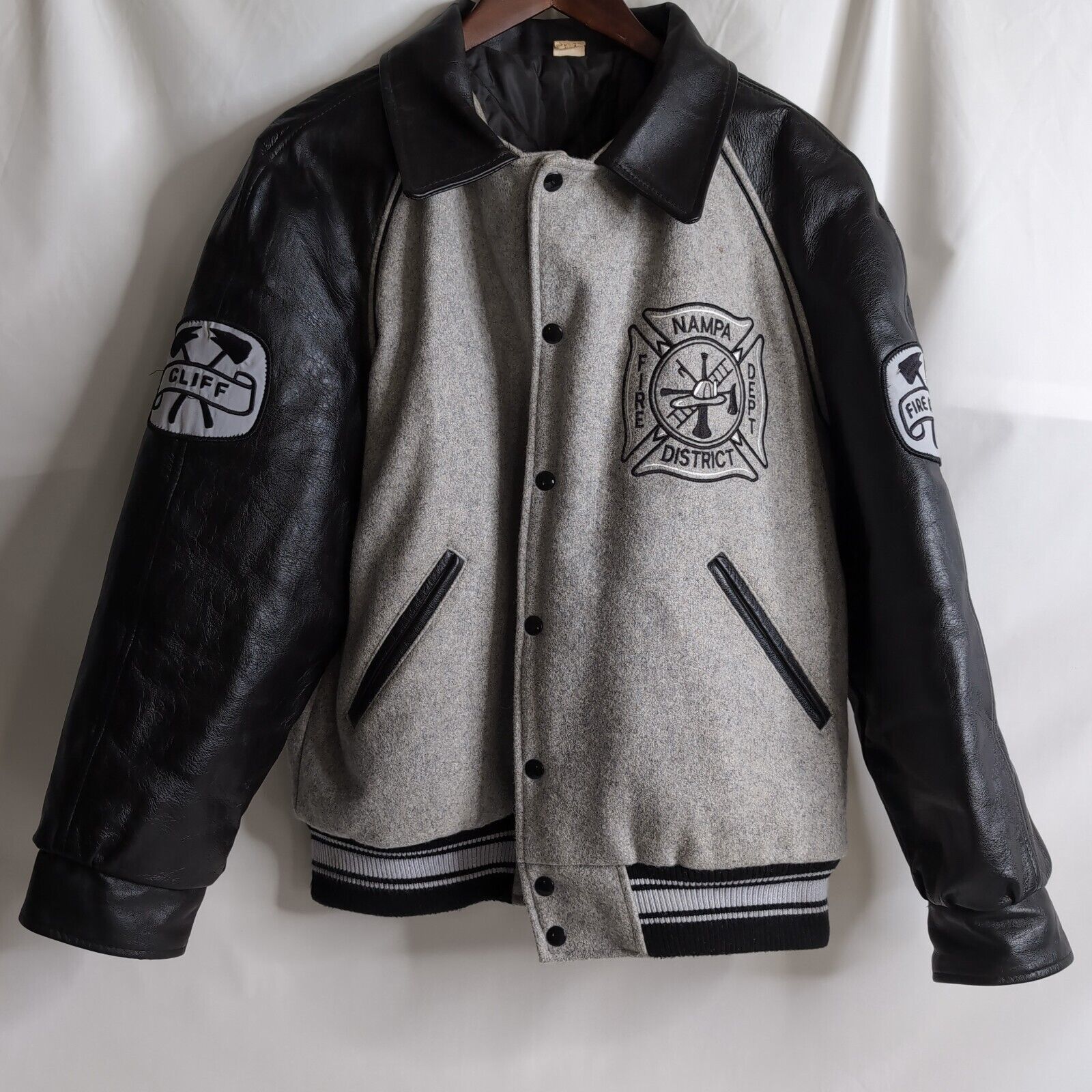 Vintage Varsity Jacket Nampa Fire Department Heav… - image 1