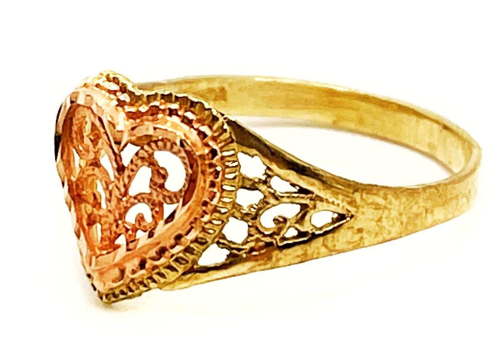 10K Rose/Yellow Gold Heart Ring - image 5