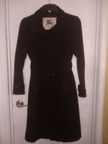 BURBERRY LONDON BLACK WOOL/CASHMERE TRENCH COAT 175/84A WOMENS SIZE 6  BELTED | eBay