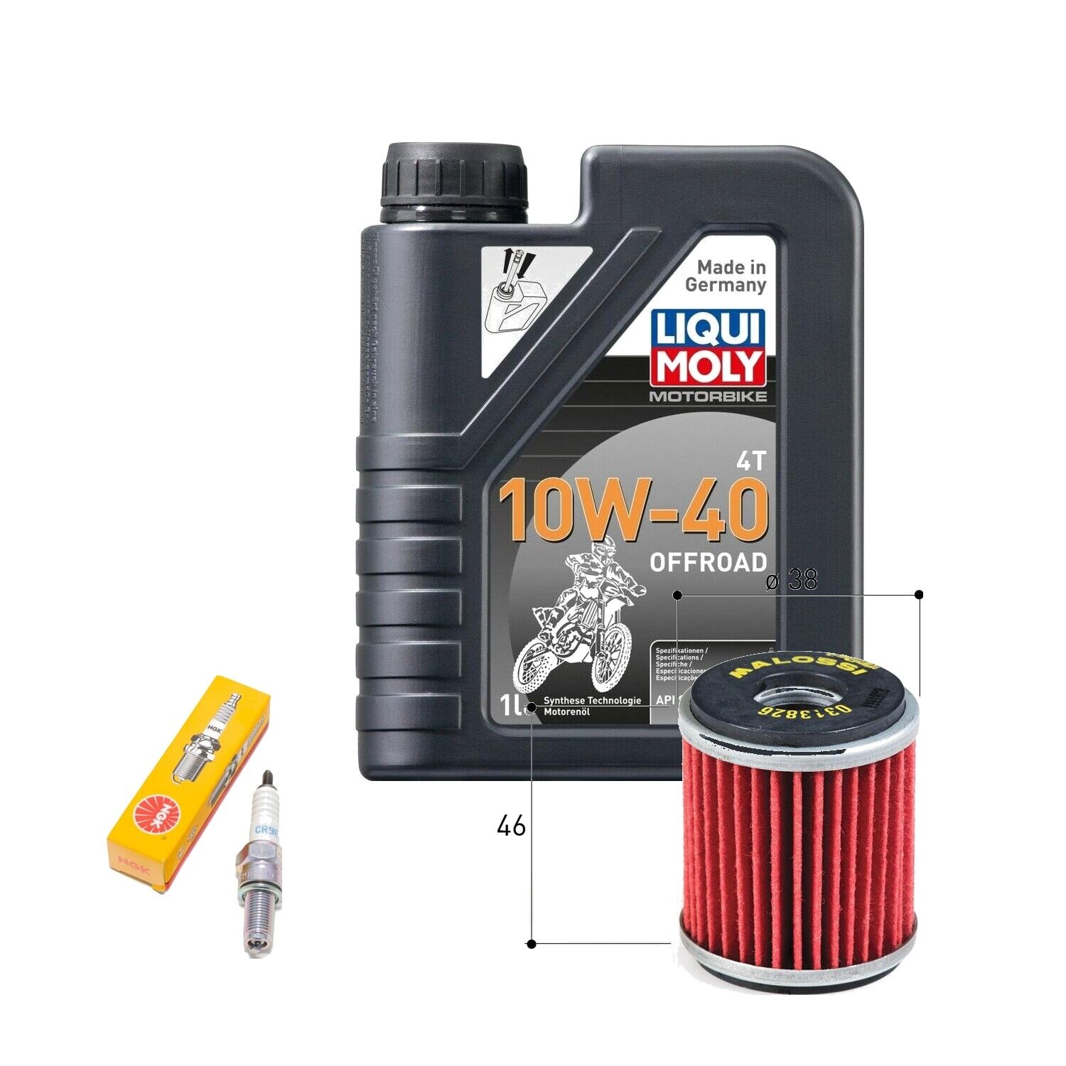 Service-Kit 1 L Öl Liqui Moly 10W-40 + Filter Malossi + 1x Zündkerze ...