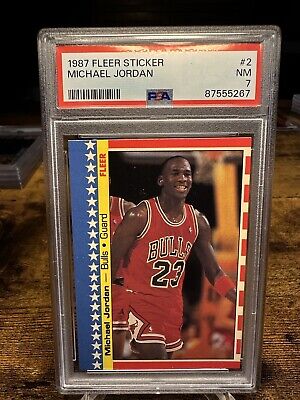 1987 Fleer Sticker Basketball #2 Michael Jordan Chicago Bulls HOF PSA 7 ...