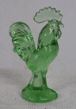 GREEN DEPRESSION STYLE GLASS ROOSTER CHICKEN FIGURINE Vintage Style Farmhouse