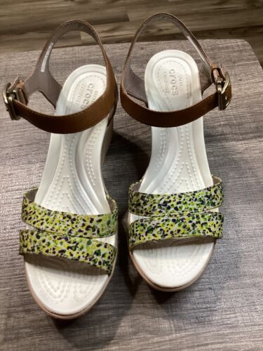 Crocs Leigh II Ankle Strap Wedge Sandal Dual Comfo