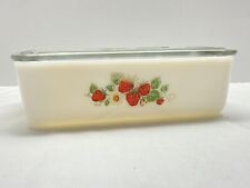 HTF ~ VTG McKee Milk Glass Strawberry Blossom Refrigerator Dish & Lid 7.75x4.75