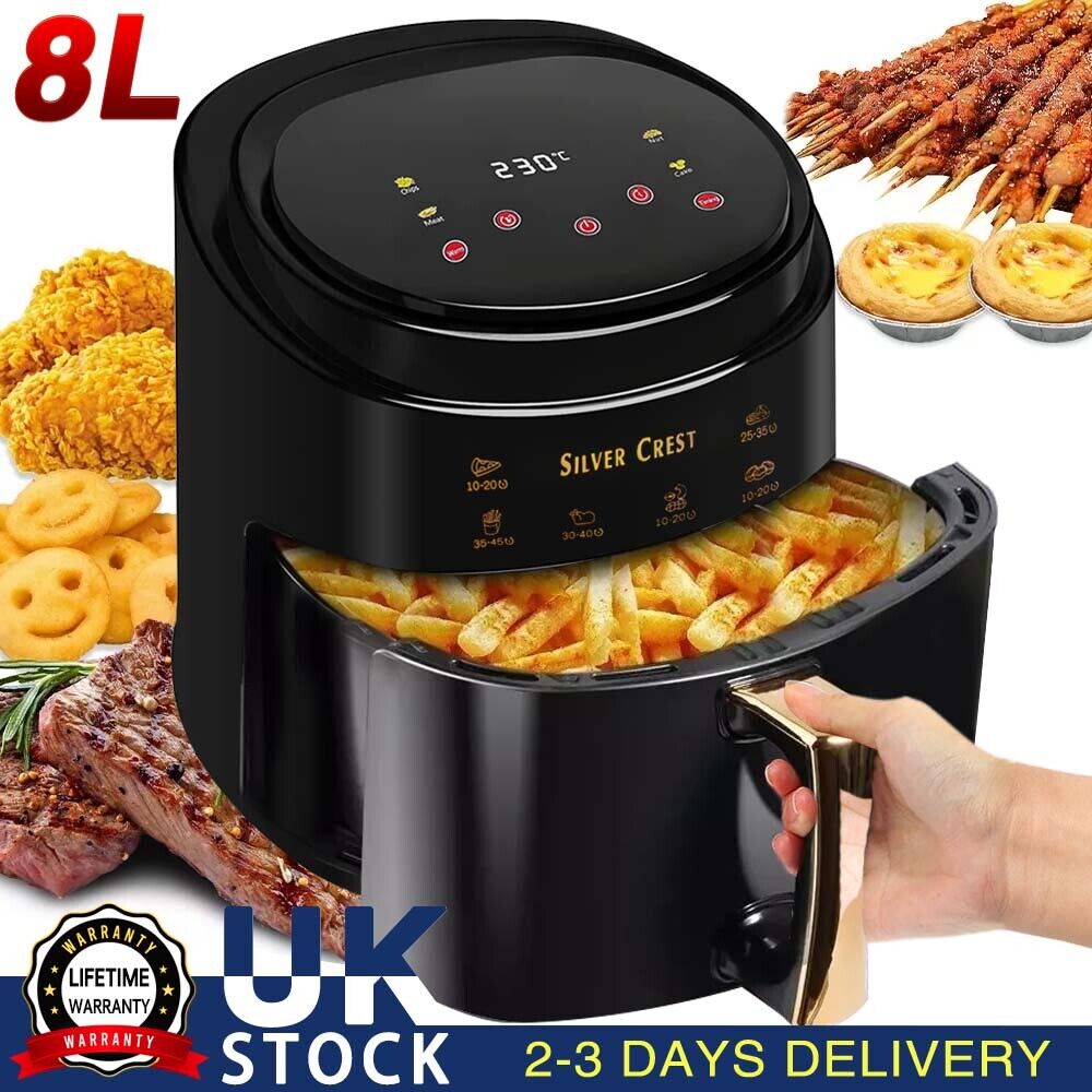 8L XL Air Fryer Low Fat Healthy Food Oven Cooker Oil Free Frying Chips ...