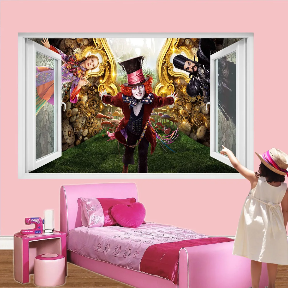 COOL ALICE IN WONDERLAND WALL STICKERS 3D ART MURAL DECAL OFFICE ...