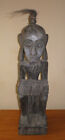 Vintage Wooden African Carved Statue Shaman Witch Doctor w/ Hair Tribal ...