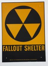 Vtg 1950s-60s Original Reflective Fallout Shelter Sign Galvanized Steel 10