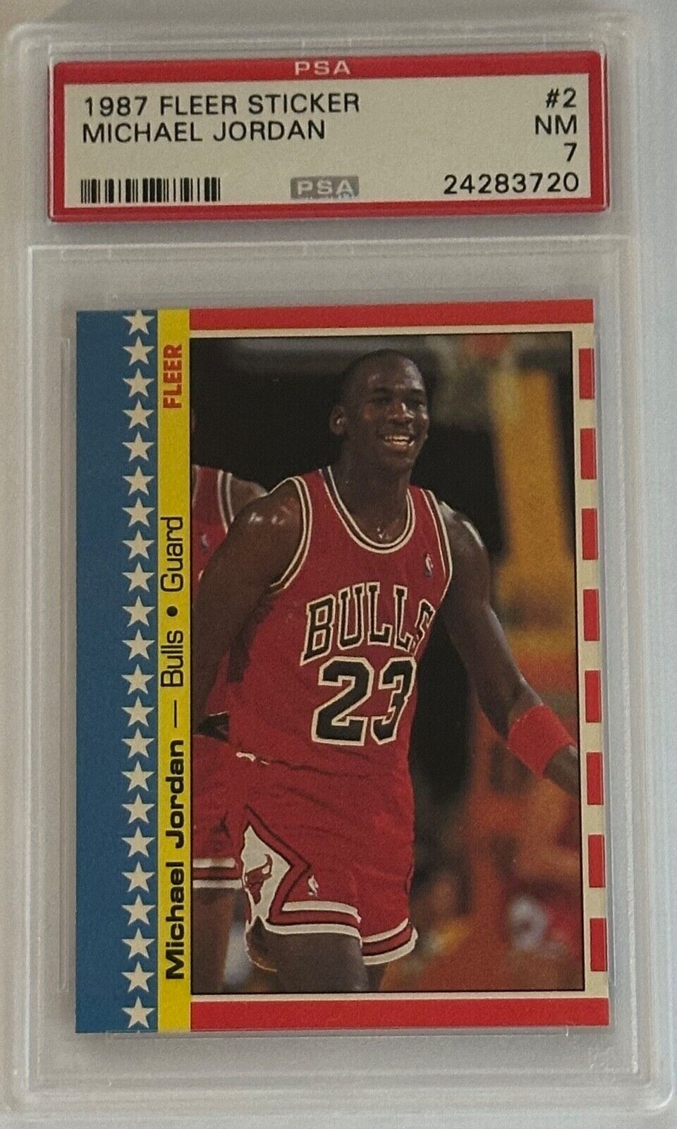 1987 FLEER STICKER #2 MICHAEL JORDAN CHICAGO BULLS HOF PSA 7 | eBay