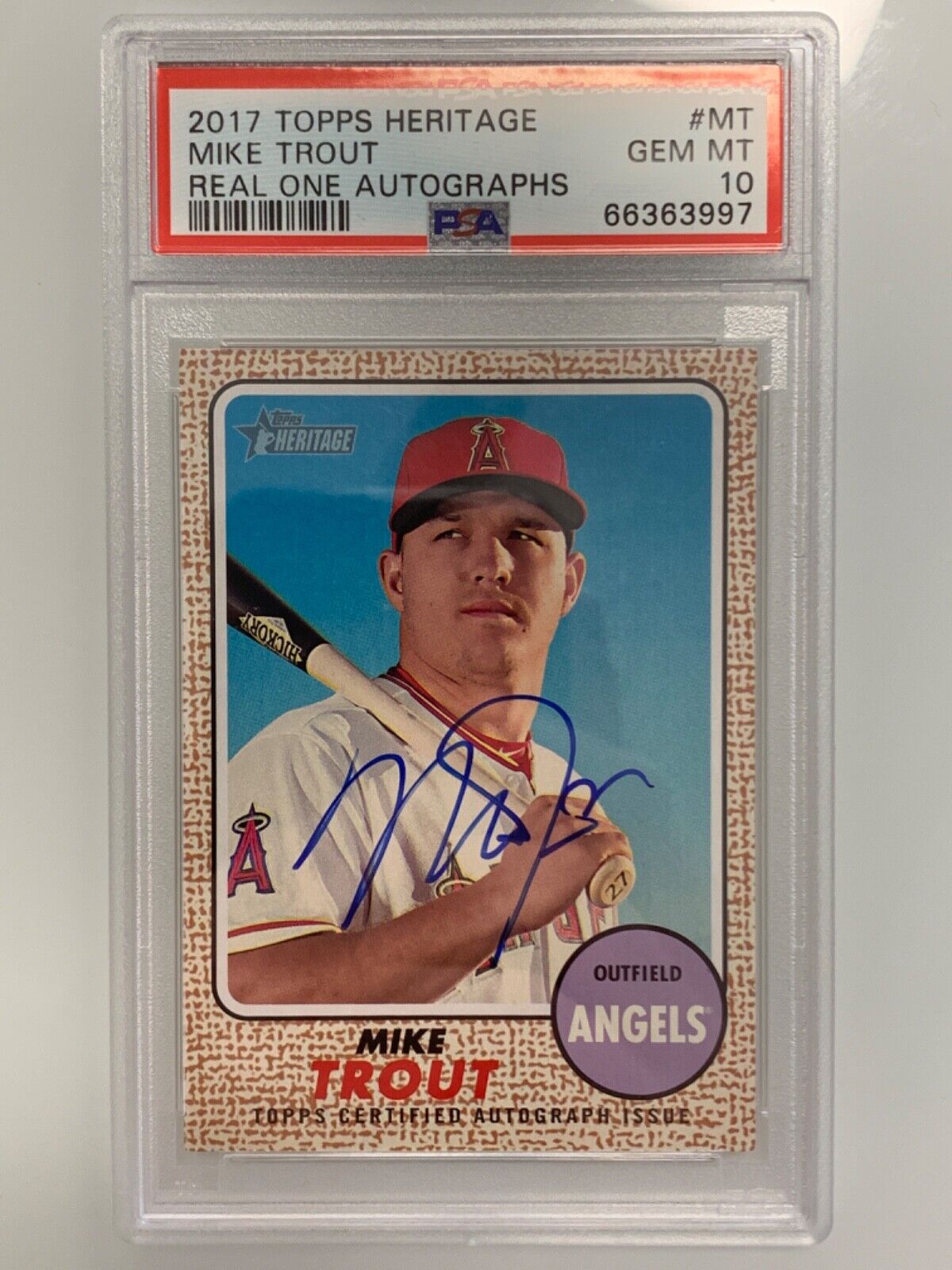 Mike Trout 2017 Topps Heritage #ROA-MT Real One Autographs (Bat on ...