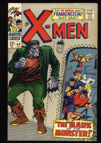 X-Men #40 VF- 7.5 Classic Cover! Frankenstein Appearance! Cyclops ...