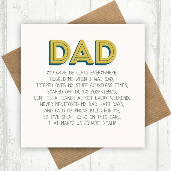 Funny Dad Card Dad Birthday Card Funny Birthday Card for