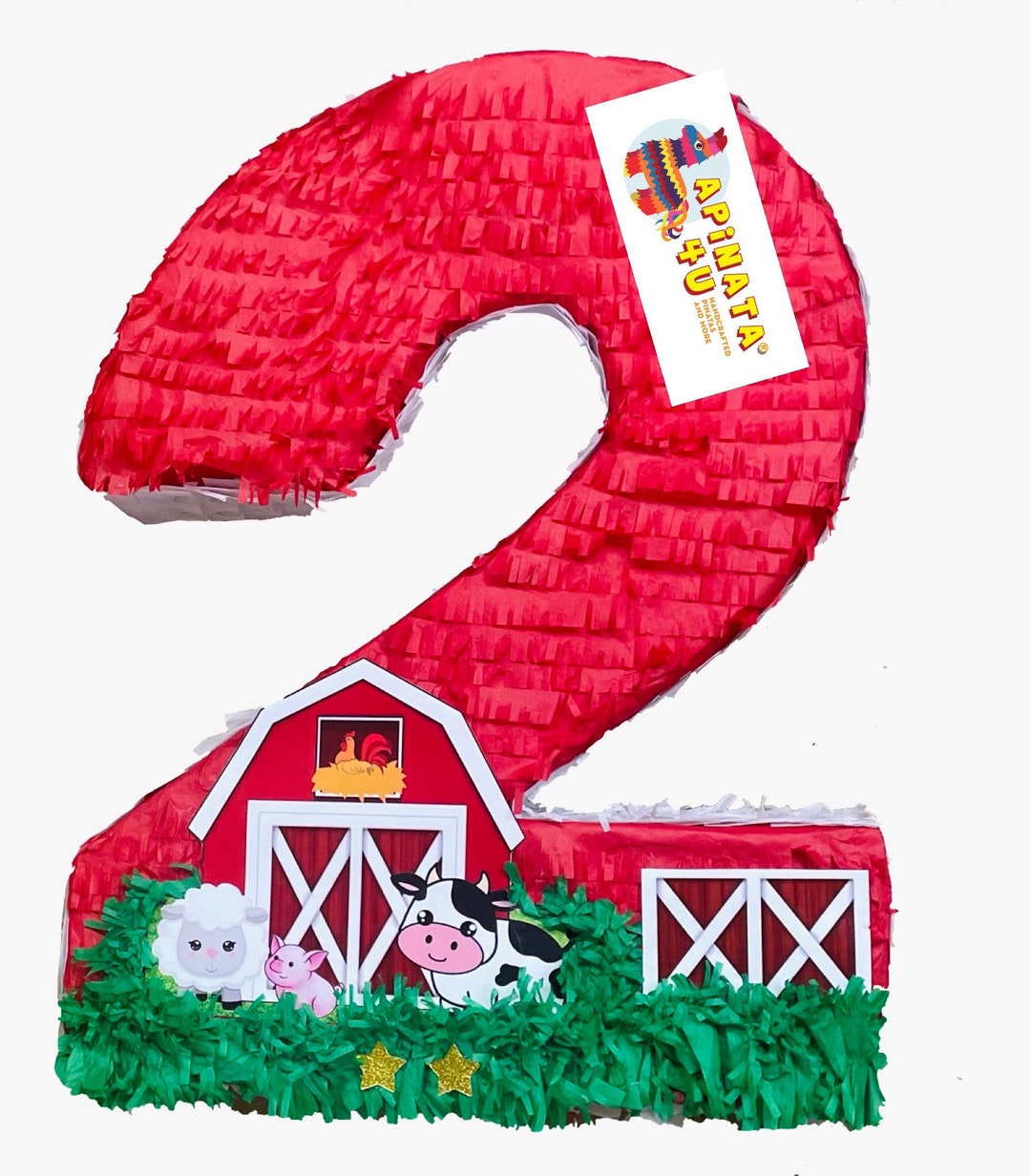 Second Birthday Pinata Number Two Pinata 20 Tall Barnyard Theme Farm ...