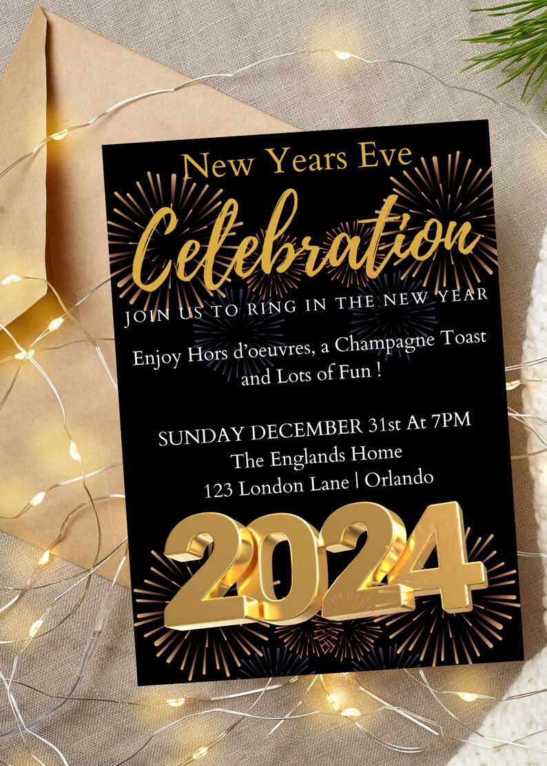 EDITABLE New Years Eve Party Invitation Template New Years - Etsy UK