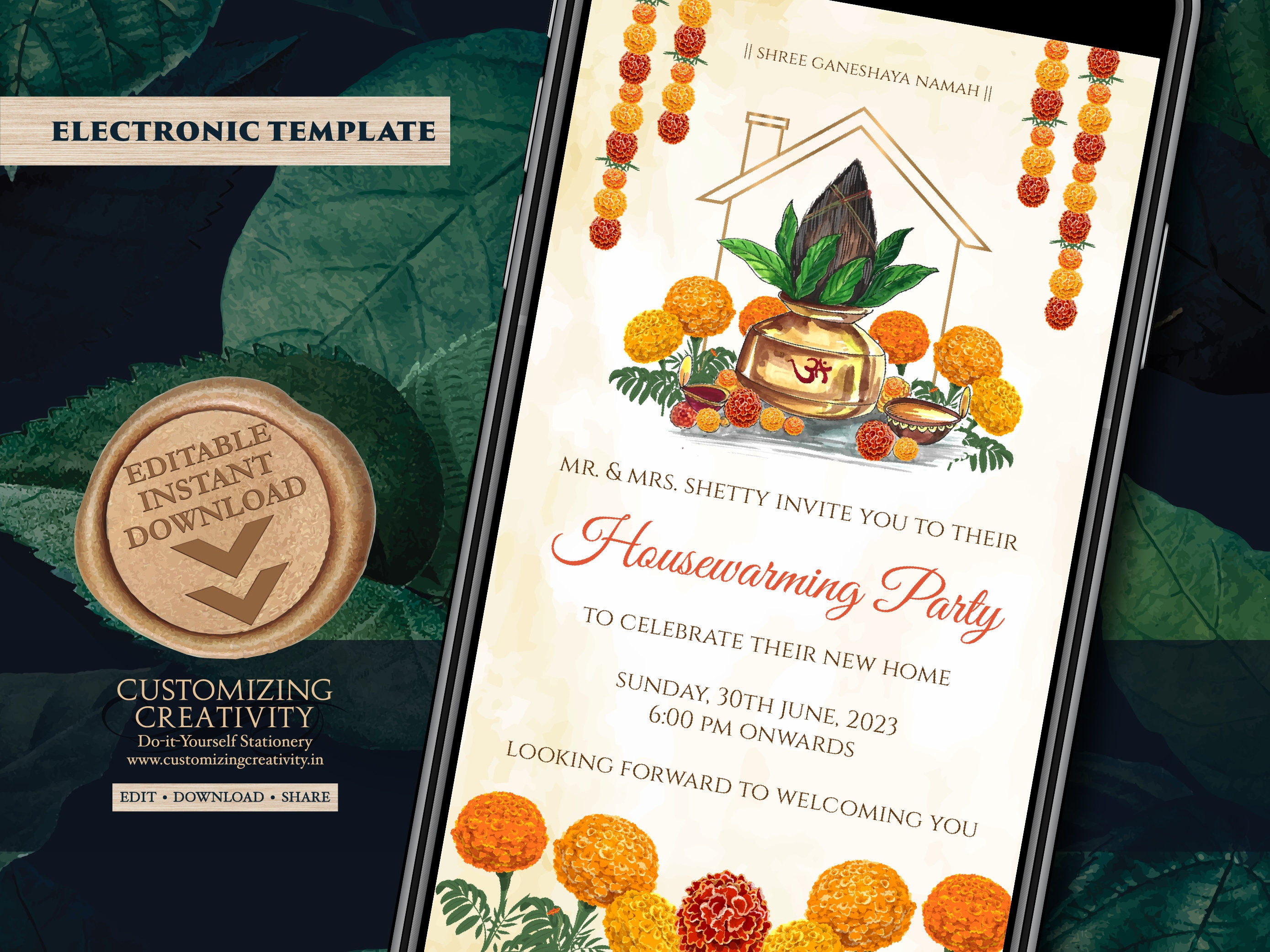 Indian Housewarming Invitations & Indian New Home Invites - Etsy