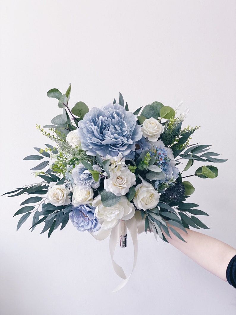 Wedding bouquet Dusty Blue Bouquet Bridal Bouquet Blue image 1