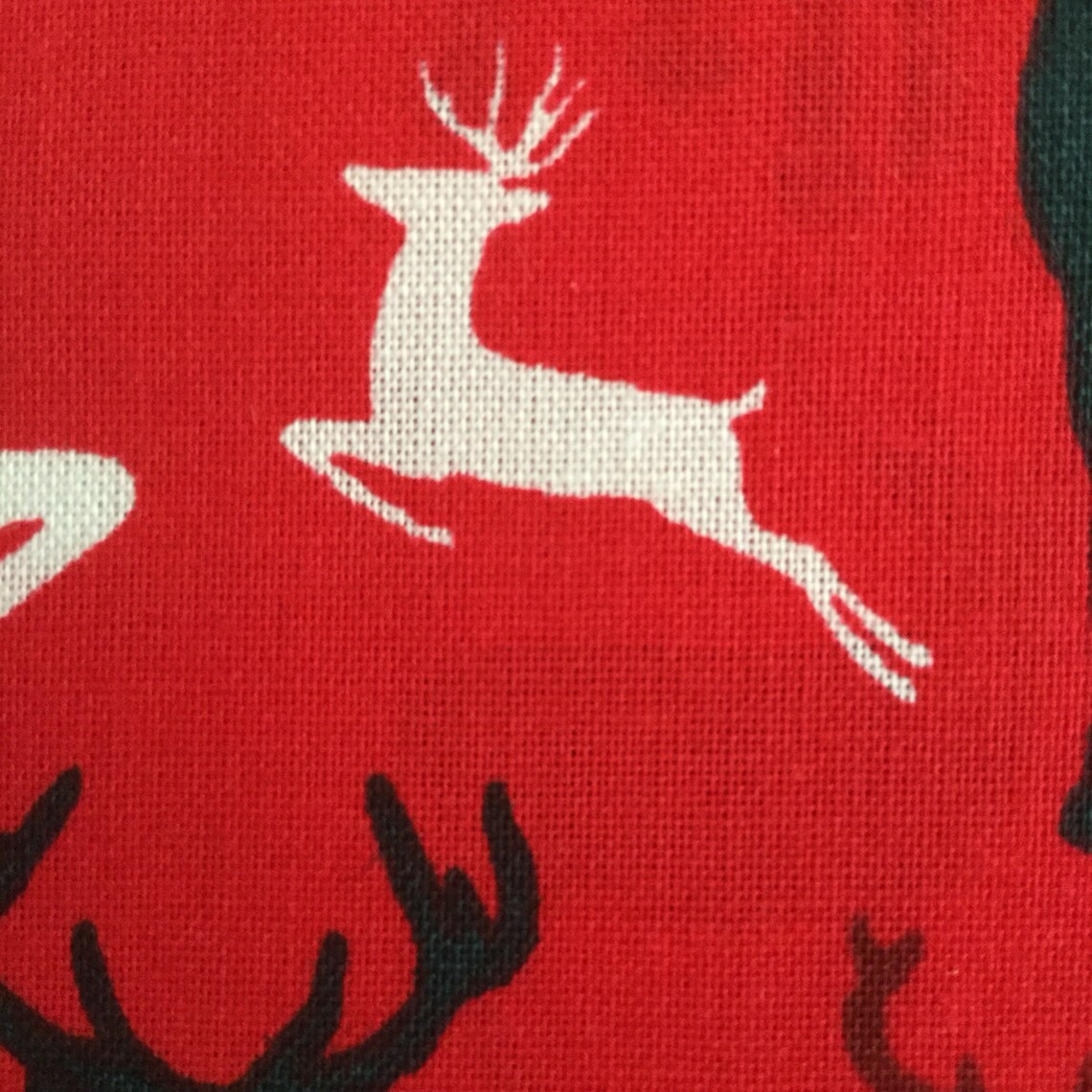 Christmas Cotton Fabric Reindeer Material Red Cotton | Etsy