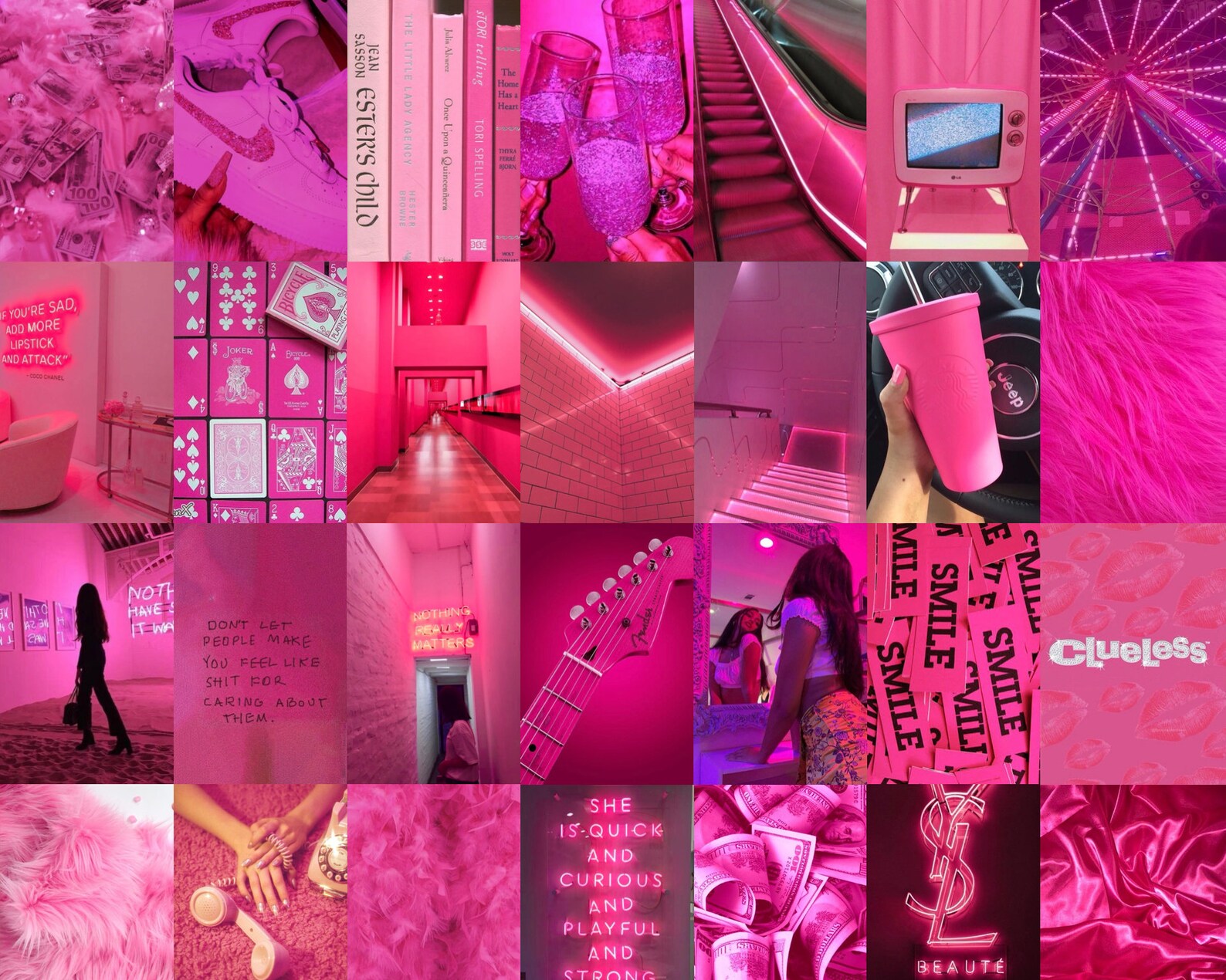 Pink Collage Kit Hot Pink Wall Collage Pink Aesthetic Photo - Etsy