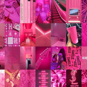 Pink Collage Kit Hot Pink Wall Collage Pink Aesthetic Photo - Etsy