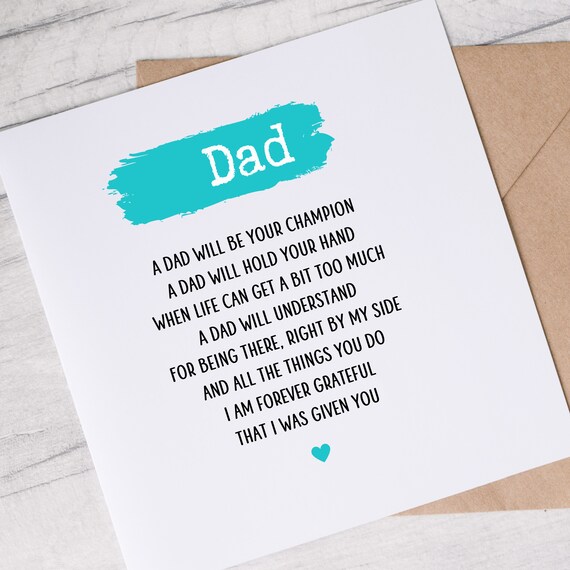 Dad Birthday Card Amazing Dad Poem Cards - Etsy UK