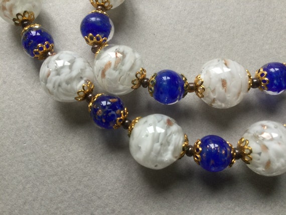 White Murano Sommerso and Cobalt Blue Sommerso Be… - image 3