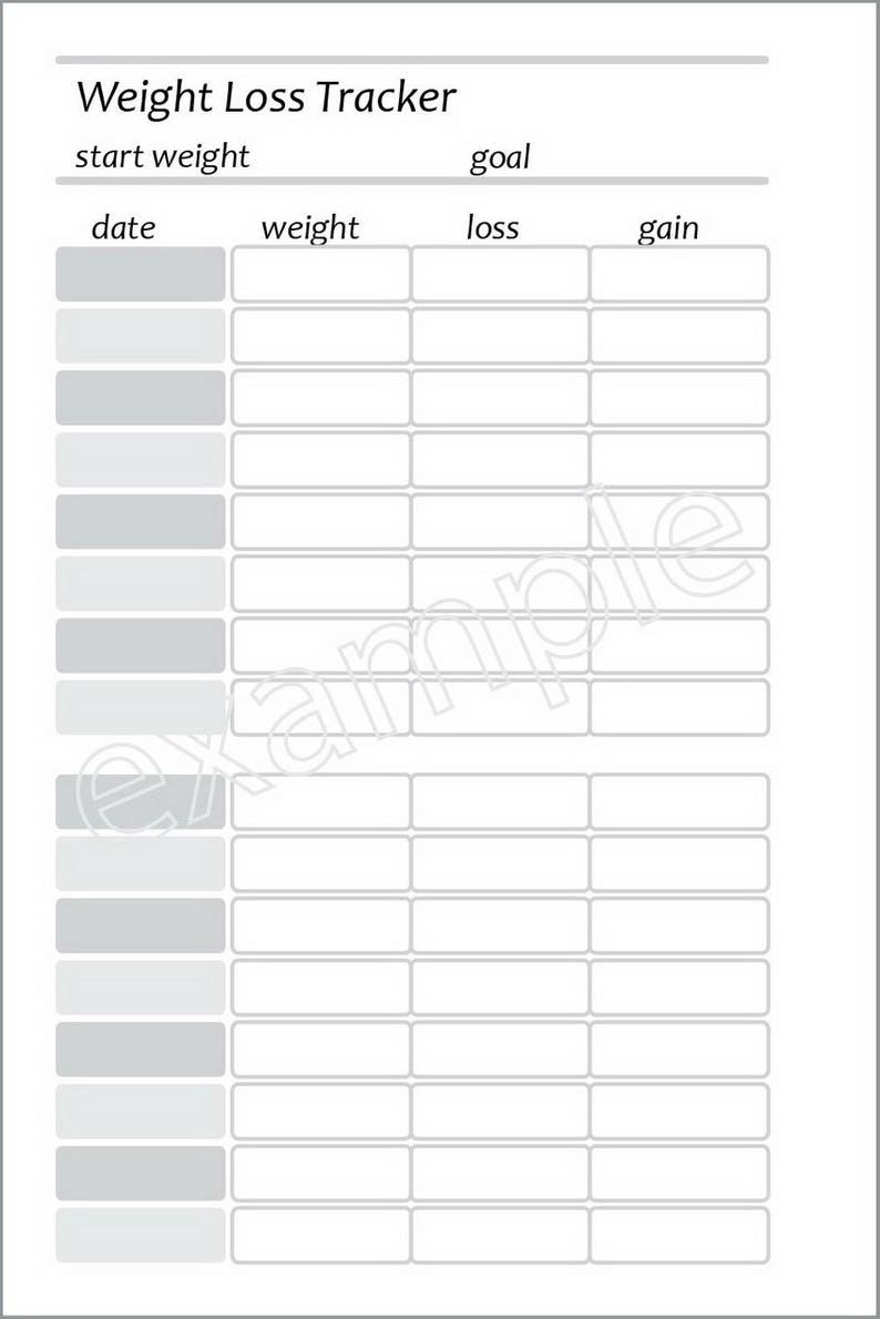 Weight Loss Tracker Planner Insert Printable Weight Loss Log - Etsy