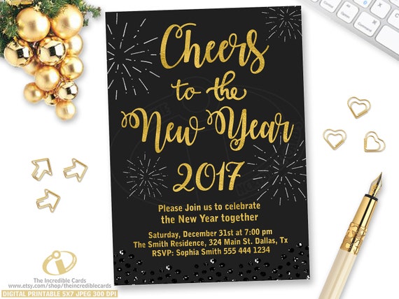 New Year Invitation New Years Party Invitation New Years Eve | Etsy