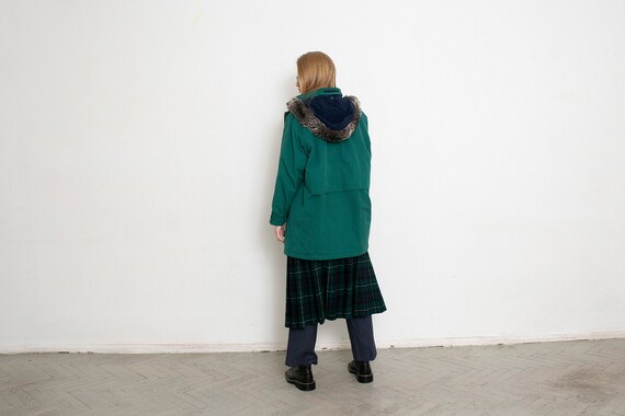 Vintage 90s Parka Puffer Jacket Green Hooded - image 3