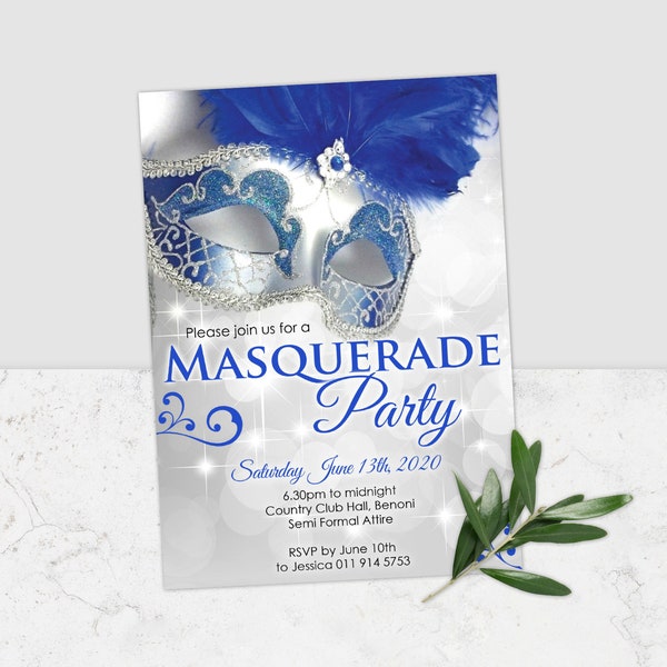 Men Masquerade Party Birthday Invitation - Etsy