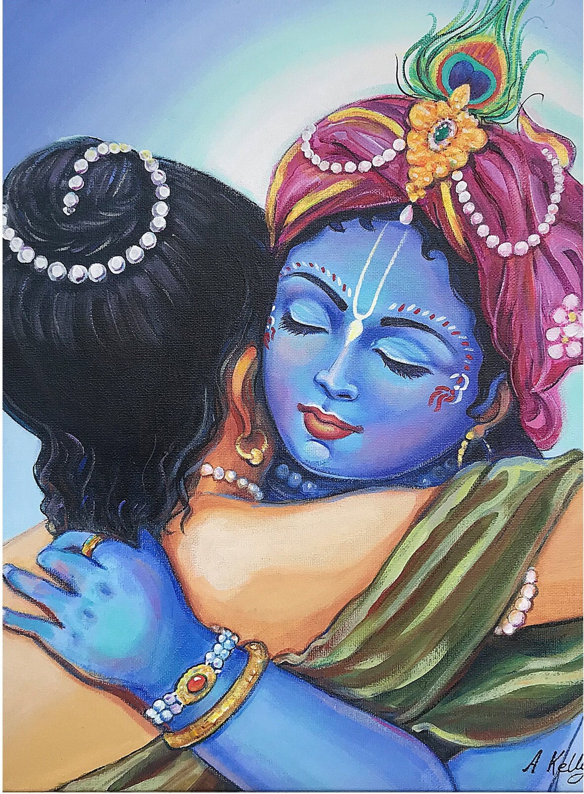 Buy Krishna's Embrace Original Acrylic Painting Online in India - Etsy