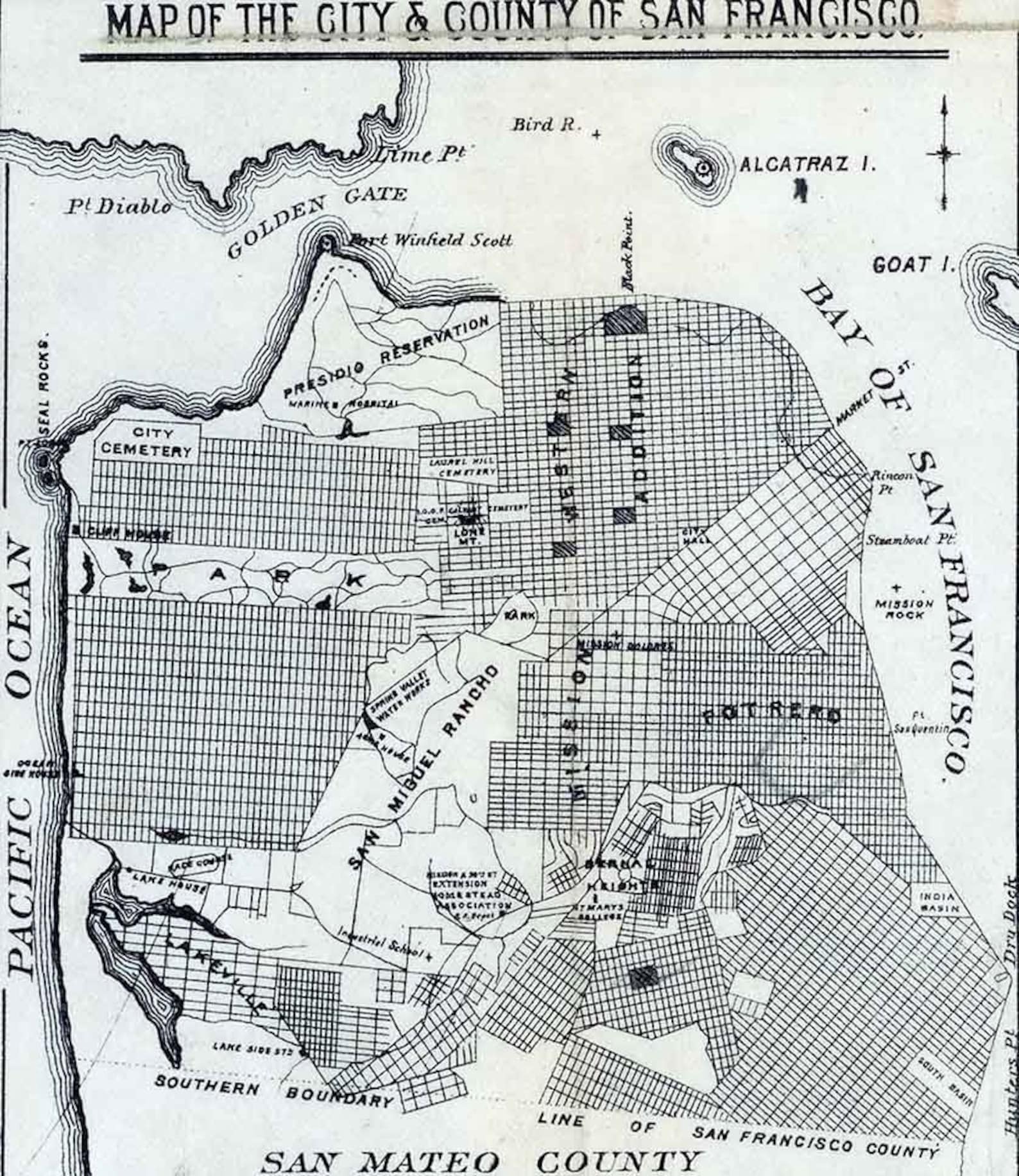 1882 Map of San Francisco Alcatraz San Mateo County - Etsy