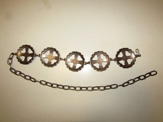 Vintage gothic chain belt with cross design ornam… - image 2