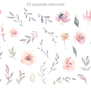 Pink Watercolor Floral Clipart Blush Watercolour Flowers Free ...