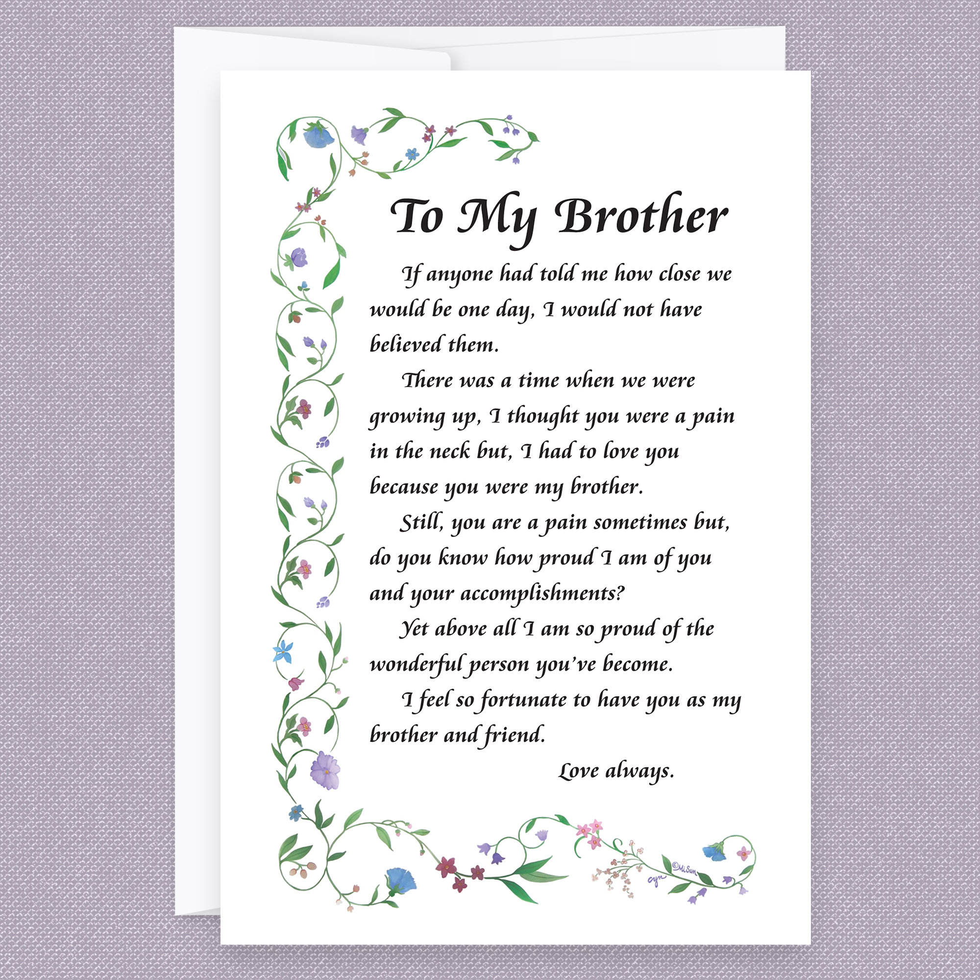 To My Brother Greeting Card, Happy Birthday Brother Card, Brother Card ...