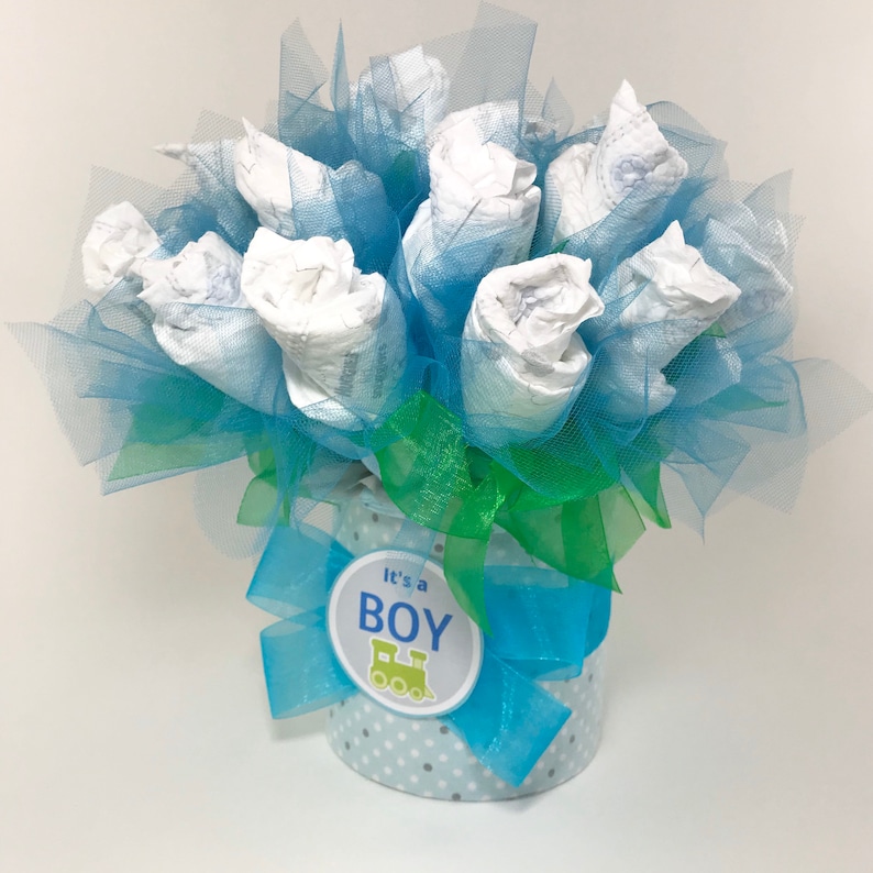 Boy Diaper Bouquet Centerpiece for Baby Shower Boy Diaper | Etsy