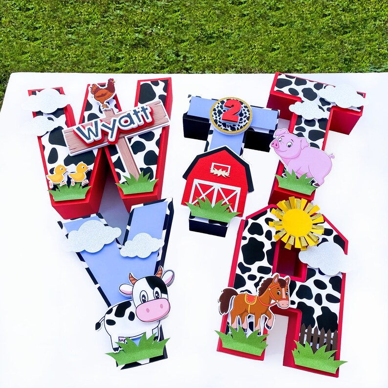 Farm 3D Letter Farm Birthday Farm Birthday Decoration Farm - Etsy