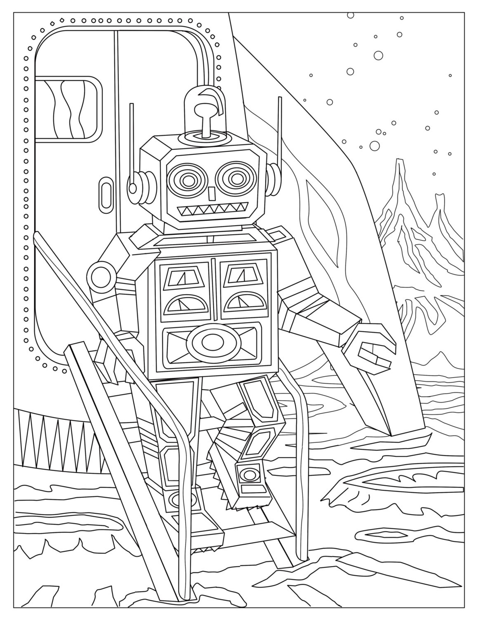 Retro Robots: Robot & Space Coloring Book | Etsy