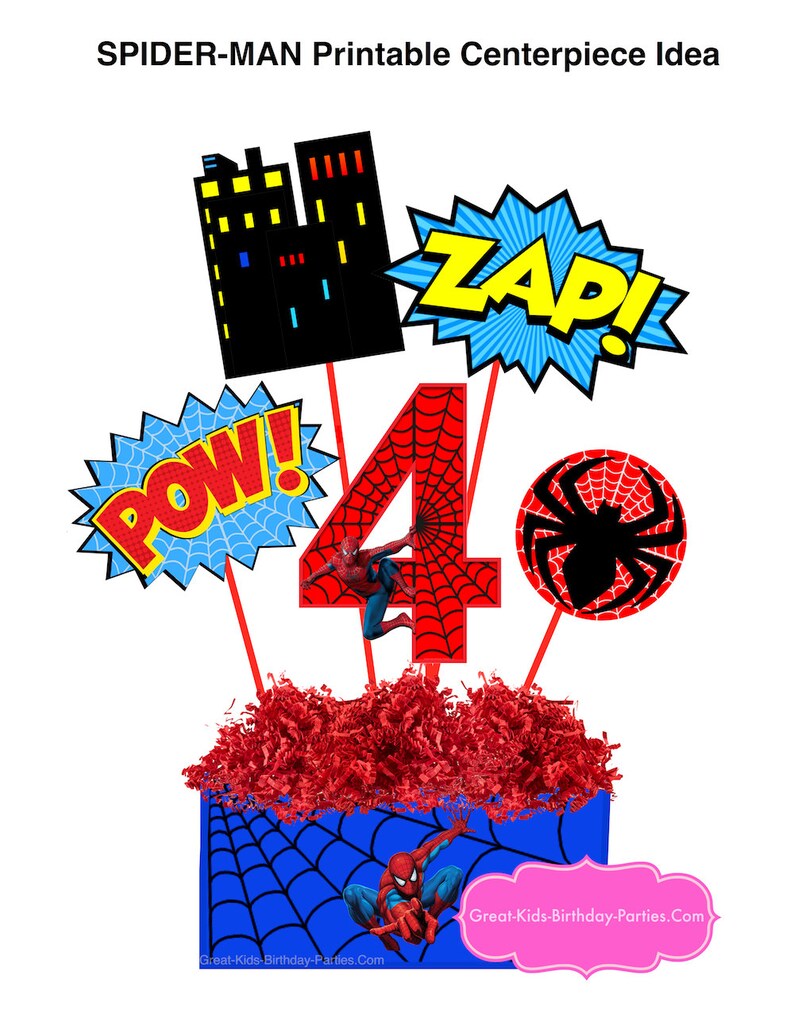 SPIDERMAN PRINTABLE NUMBER 5 Centerpiece Instant Download ...