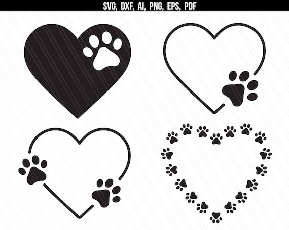 Dog Paw Heart Silhouette