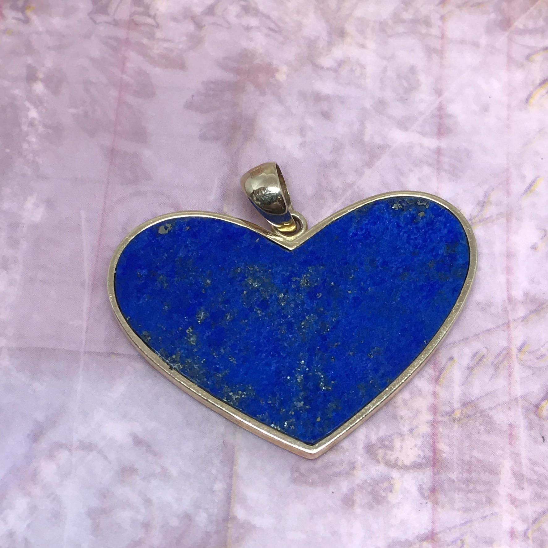 Vintage 14k Lapis Heart Pendant