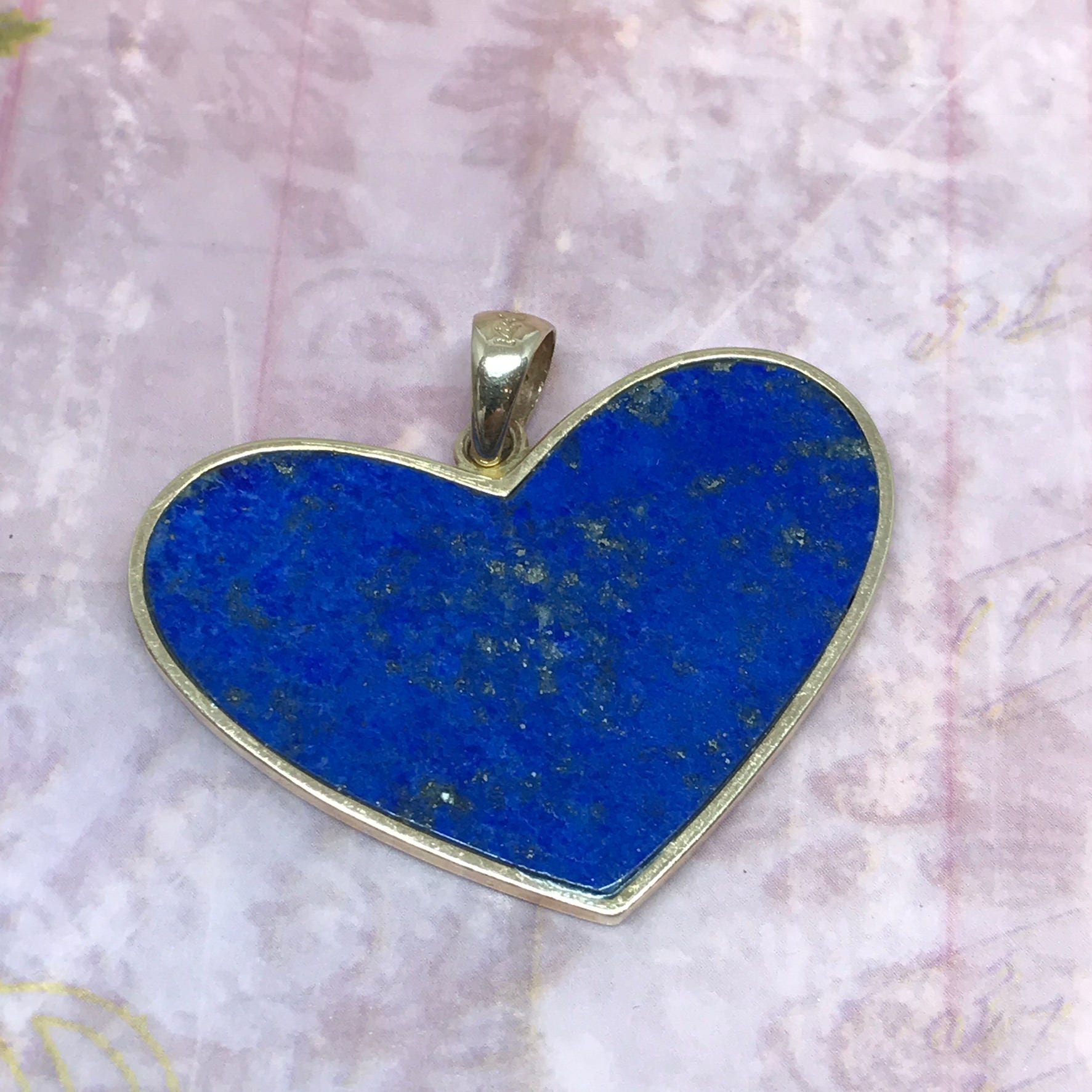 Vintage 14k Lapis Heart Pendant