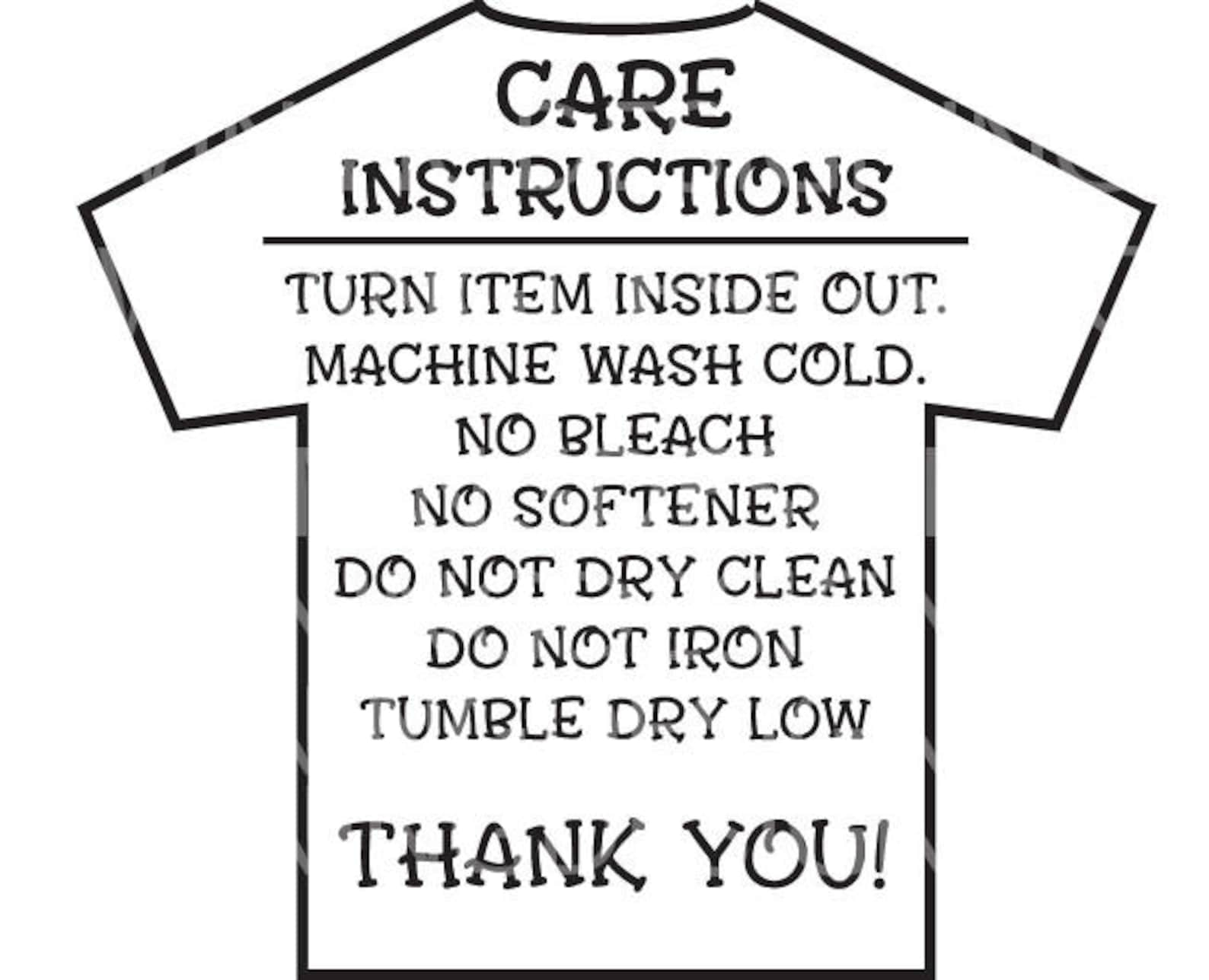 Printable Care Instructions For Vinyl Shirts