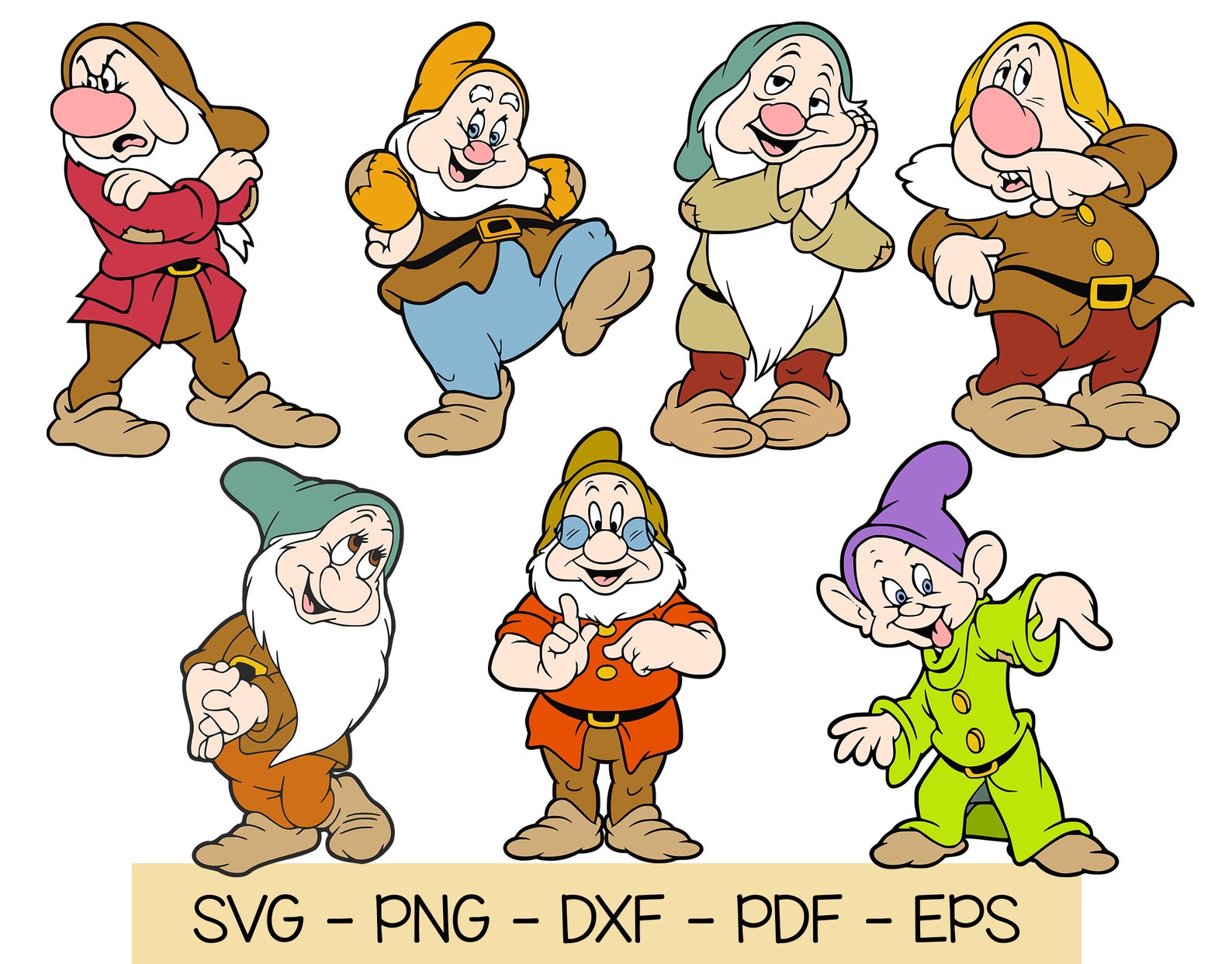 Seven Dwarfs Svg Bundle Eps Dxf Png Files Seven Dwarfs Etsy | My XXX ...