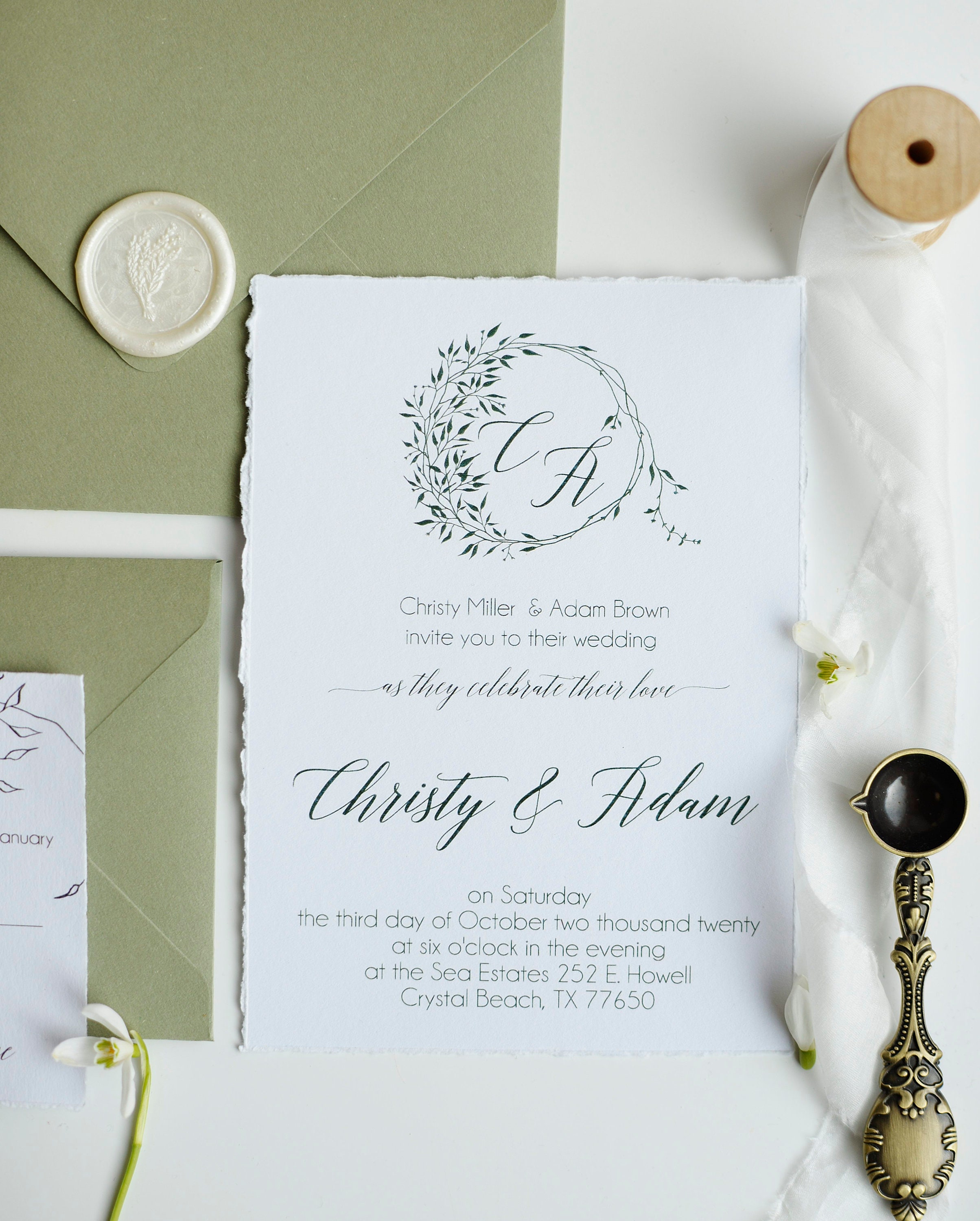 Deckled Edge Wedding Invitation Wedding Invitation Set Torn - Etsy