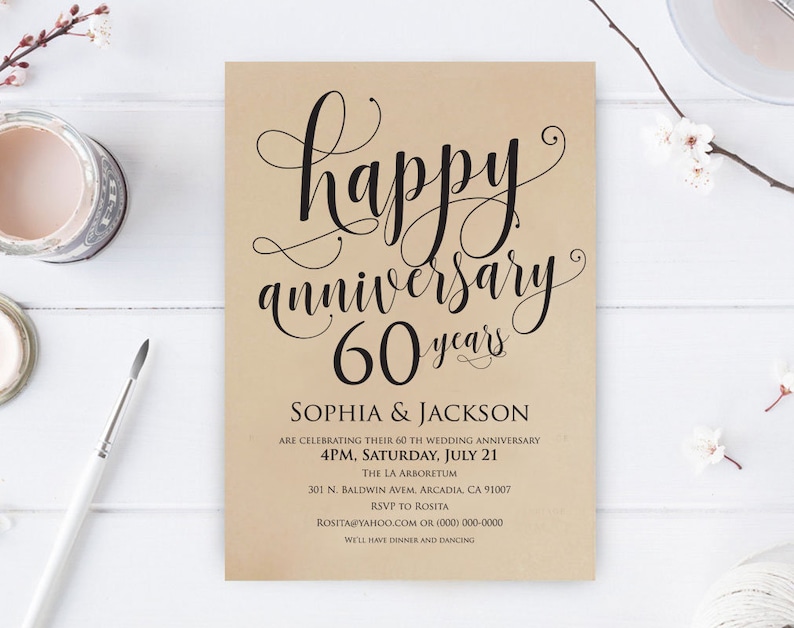 60th Anniversary Invitations Templates