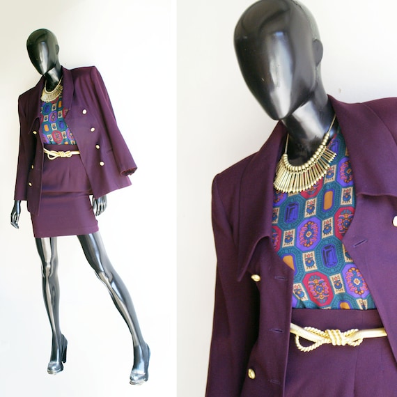 Vintage Sunny Names 80s Plum Woman 2-Piece Career 