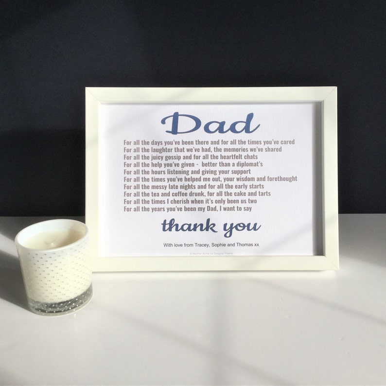 Dad Thank You Father's Day Poem Print Gift | Etsy