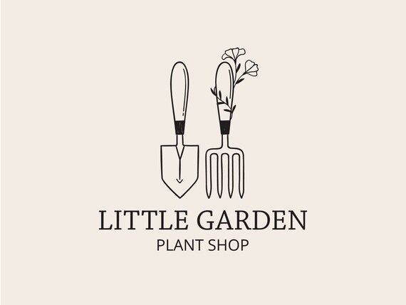 Premade Logo Garden Tools & Flowers Customized Logo Design for | Etsy