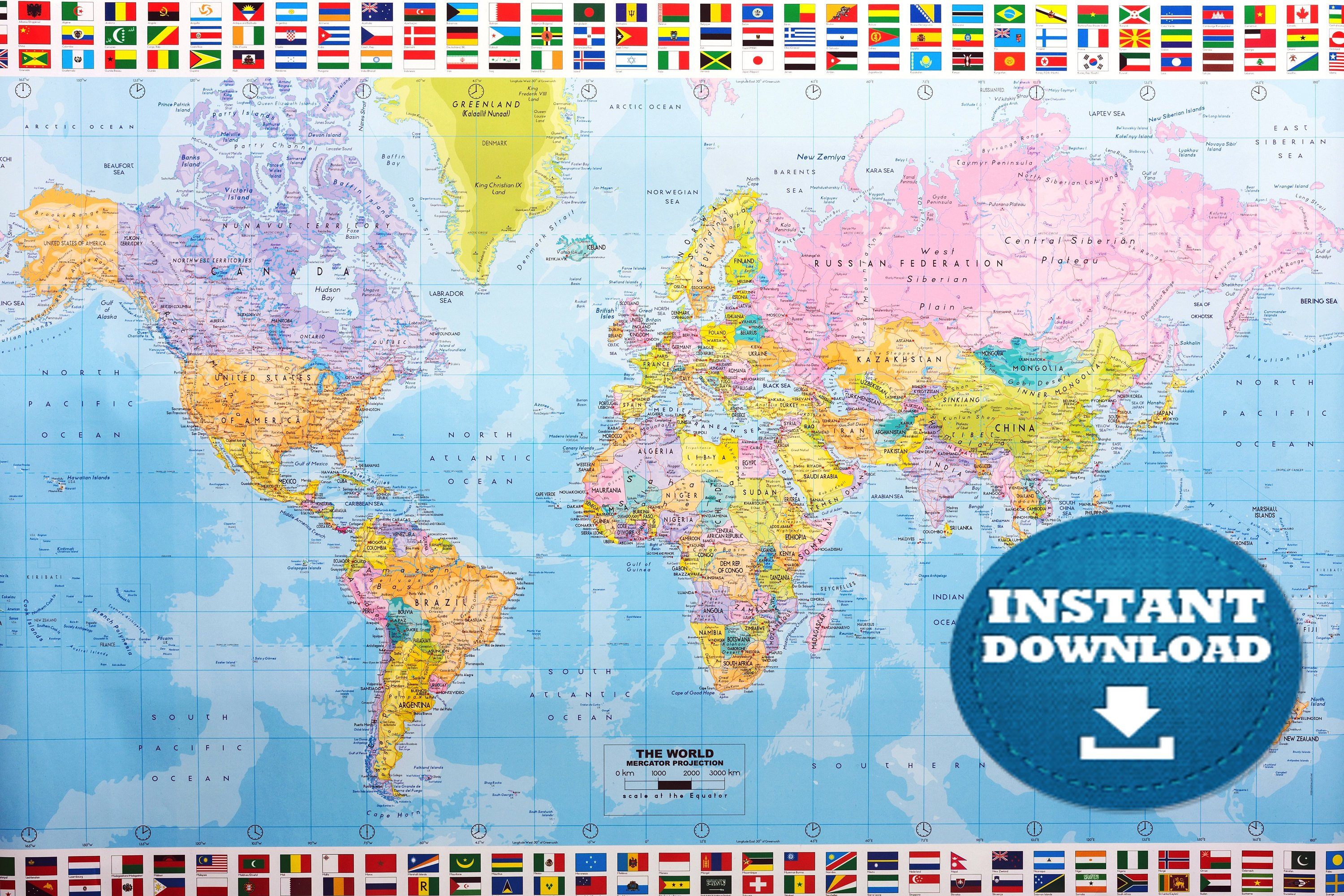 High Resolution World Map Printable - Printable World Holiday